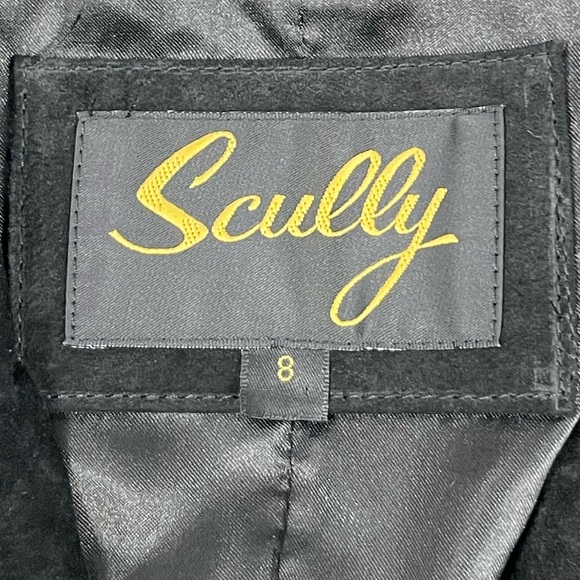 Scully Black Suede Coat with Floral Embroidery. 8 - Picture 6 of 7